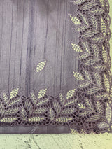 Blended tussar saree with cutwork - MSHK690 Lavender