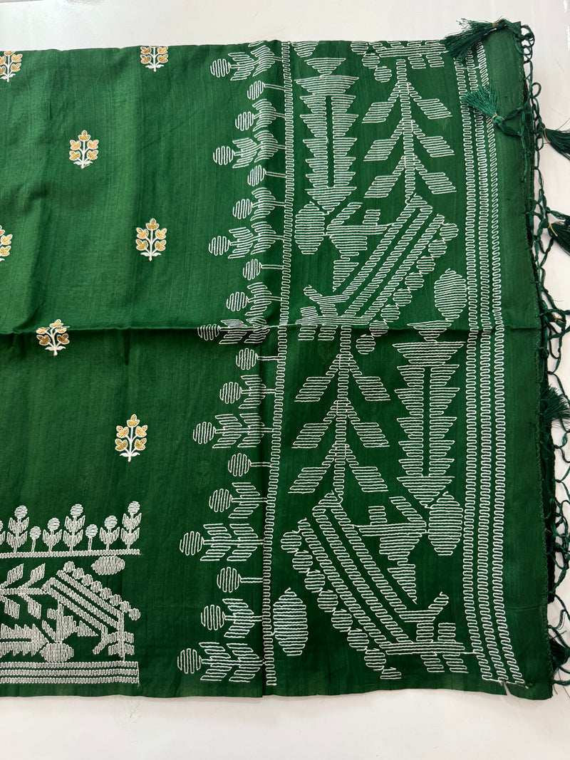 Blended tussar silk saree with embroidery- MS78911