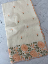 Mul chanderi embriodery saree with scalloped borders MSH176