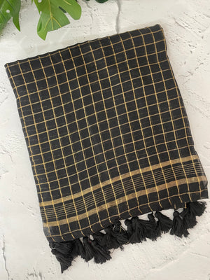 Soft mulcotton saree with zari checks MS4436