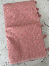 Moonga checks saree with embroidery MSH219 - Pink 2