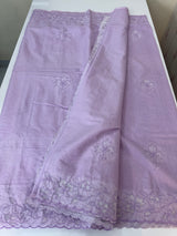 Mul chanderi saree with applique borders MSH112- Lavender