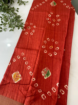 Blended Tusser silk saree with bandhani prints SAHERC