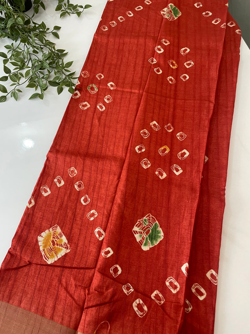 Blended Tusser silk saree with bandhani prints SAHERC