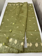 Cutwork Raw silk saree MSH228(2) DustyGreen