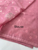 Soft kota silk saree with embriodery and organza applique work  -MS14509 Pink