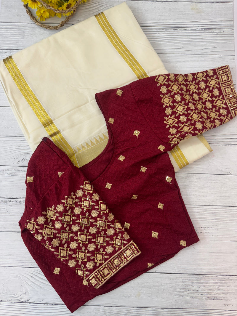 Stretchable Readymade blouse with sequence work- MSBL