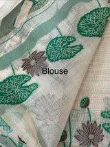 Jamdani silk Cotton Saree with lotus motifs MSJ790 (3)
