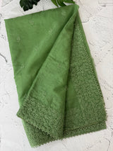Organza saree with embroidery - MSH429 LeafyGreen