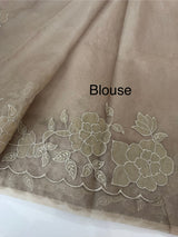 Soft organza saree with applique work - MCW543 Taupe