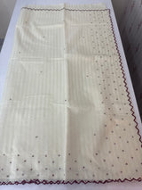 Mul Chanderi Tissue silk saree with foil work & scalloped borders - MNM249