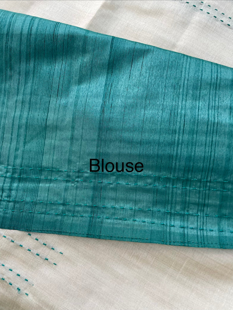 Blended tussar saree with kanta embriodery and appliqué work- MBTS99