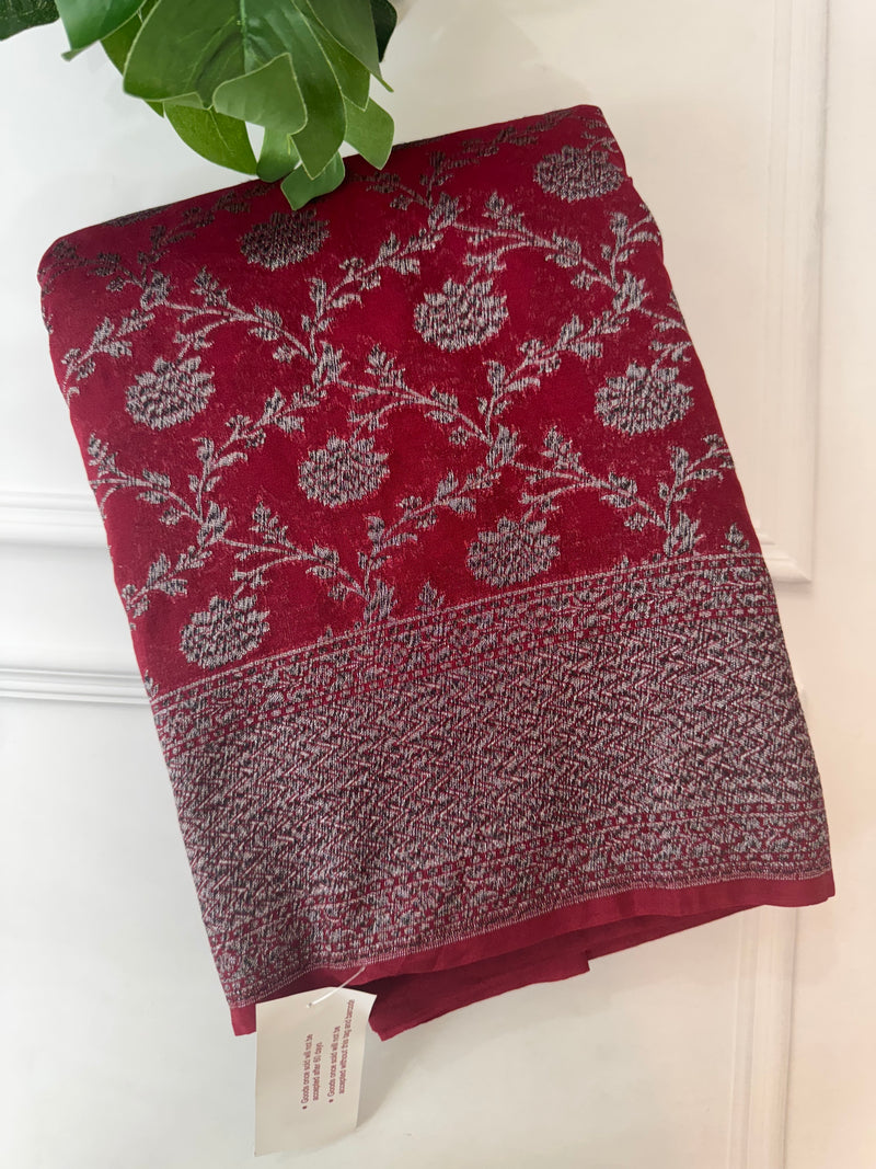 Banarasi viscose Georgette saree SEFNTHR - MaroonRed