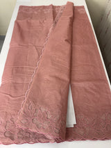 Moonga checks saree with Applique work borders  MSH149 (2)- Dusky Peach