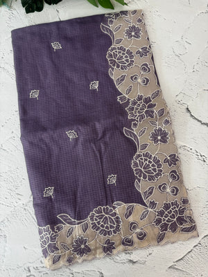 Silky kota saree with applique borders MS9831