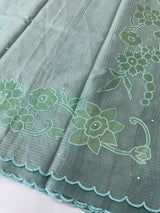 Soft tissue kota checks saree with applique work - MSH5407 Pastel DuskyBlue