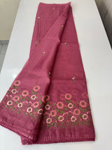 Soft kota checks saree with embroidery - SVPSNM Pink