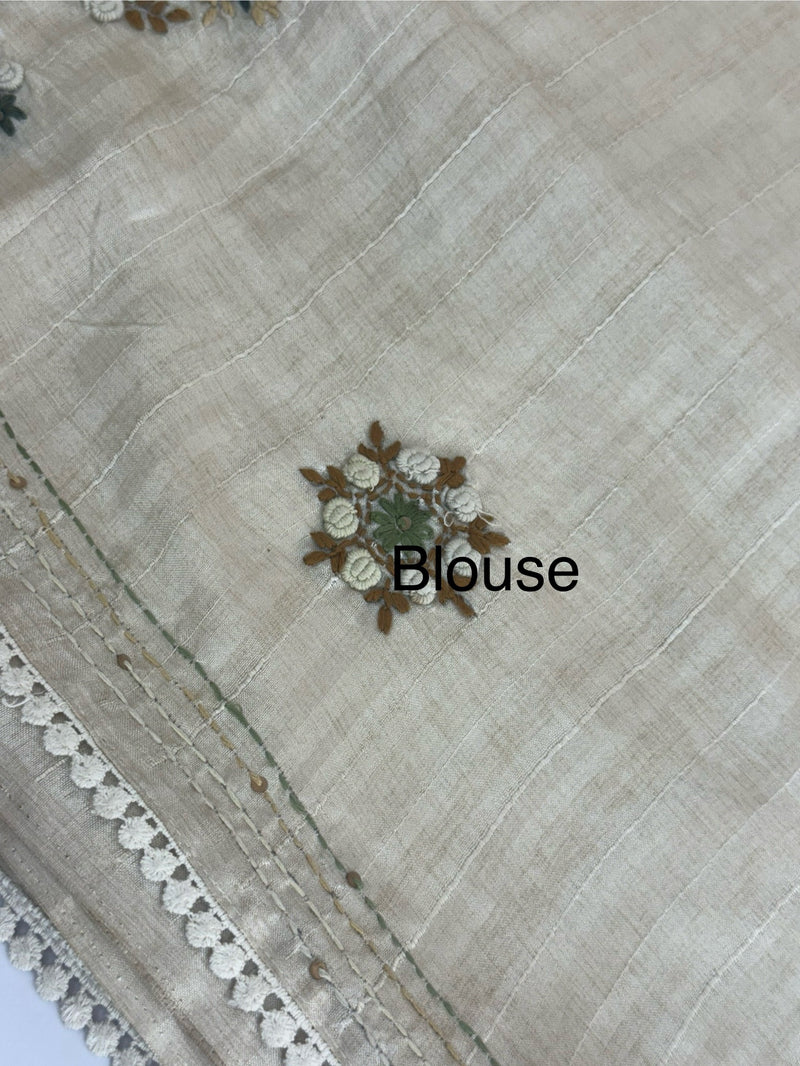 Kanta Handstitched Blended tussar silk saree MS90543