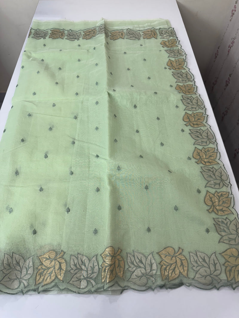 NetKota saree with Applique border  MSH131- DuskyGreen