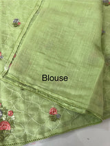 Semi linen saree with embroidery- MS15167