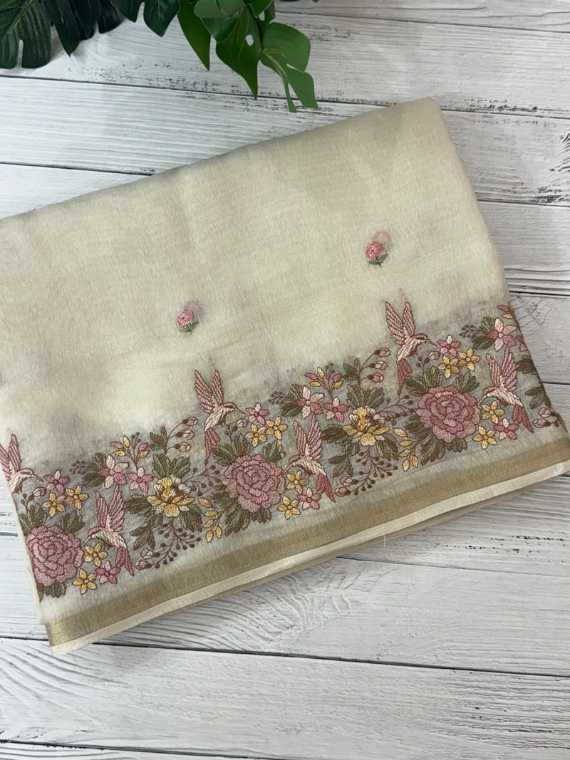 Chanderi viscose silk saree with embroidery MS98544