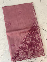Cutwork Semi tussar saree MTSS674 OnionPink
