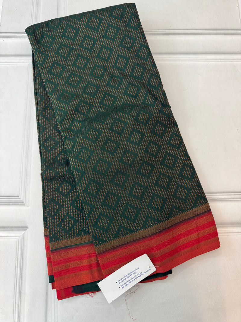 Soft chiffon Georgette saree - SMGRSR DarkGreen to Red