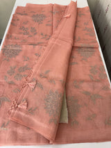 Tissue chanderi saree with applique work MSH699 - Peach