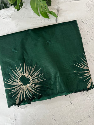 Organza saree with embroidery borders MOS4765 BottleGreen