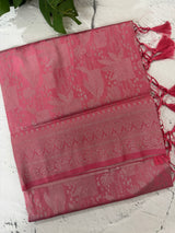 Silver zari woven soft silk saree with brocade blouse MSB5666 PeachPink