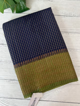 Semi silk saree with checks zari weaving MS81543- DarkBlue to Green