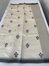 Blended tussar silk saree with embroidery- MSH490