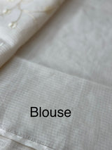 Soft kota silk saree with embriodery and organza applique work  -MS14509 Ivory