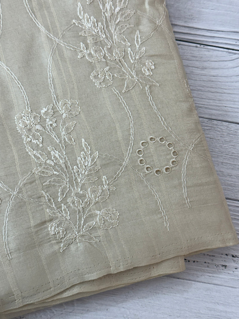 Blended soft tussar saree with embriodery - MS14997 - Offwhite