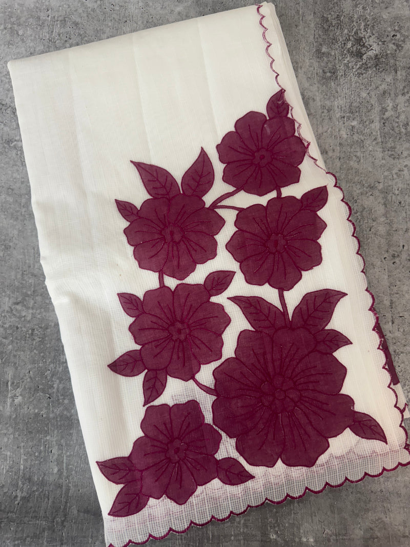 NetKota Applique work saree  MSH138- Dark Berry