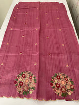 Blended art tussar silk saree with embroidery- MS1090 DarkOnion