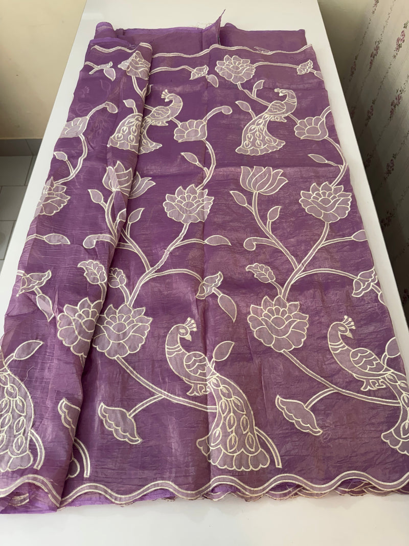 Crush Organza Applique work saree MS14987