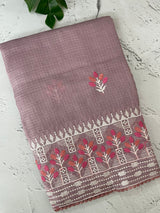 Soft kota checks saree with embroidery - MS7645 PastelMauve