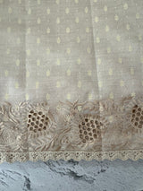 Cutwork blended tussar saree   - Cream MS5222