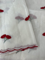 Mul chanderi embriodery saree with scalloped borders MSH115