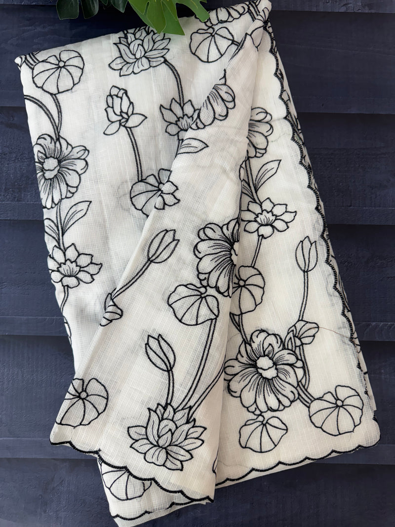 NetKota embriodery saree  MSH119 Black & White