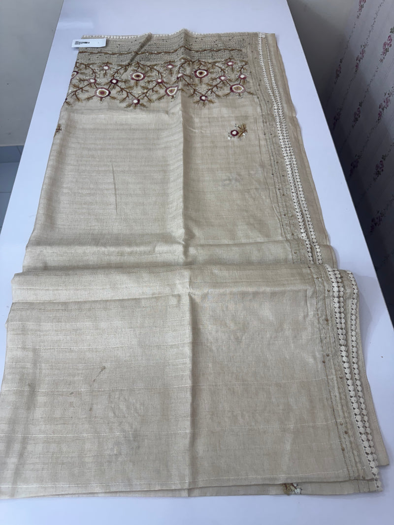 Kanta Handstitched Blended tussar silk saree MS90543
