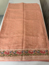 Semi linen saree with embroidery- MS15167