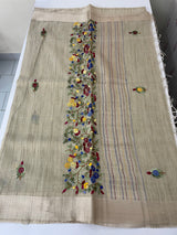 Soft Tissue linen Silk embriodery saree MS49876