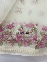 Organza saree with prints & hand embriodery work MS15333