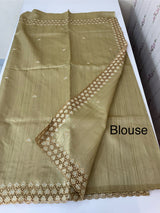 Blended tussar saree with cutwork - MSHK679 DarkBeige