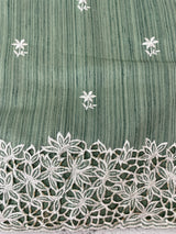 Soft crepe tussar silk saree with embroidery and cutwork MSH199