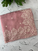 Soft Chanderi saree with embroidery borders- MCK77 PeachPink
