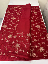Soft kota checks saree with embroidery MSK2158 - DarkRed