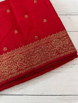 Banarasi Tussar Georgette Saree with brocade blouse - MS44376 Red